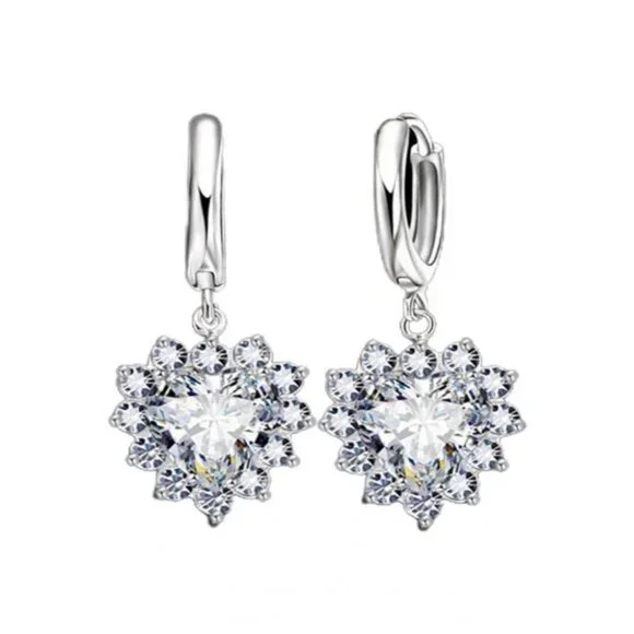 ❤️ NEW ❤️ Woman 925 Sterling Silver Earrings And Necklace Set Bundle Heart - Picture 4 of 4